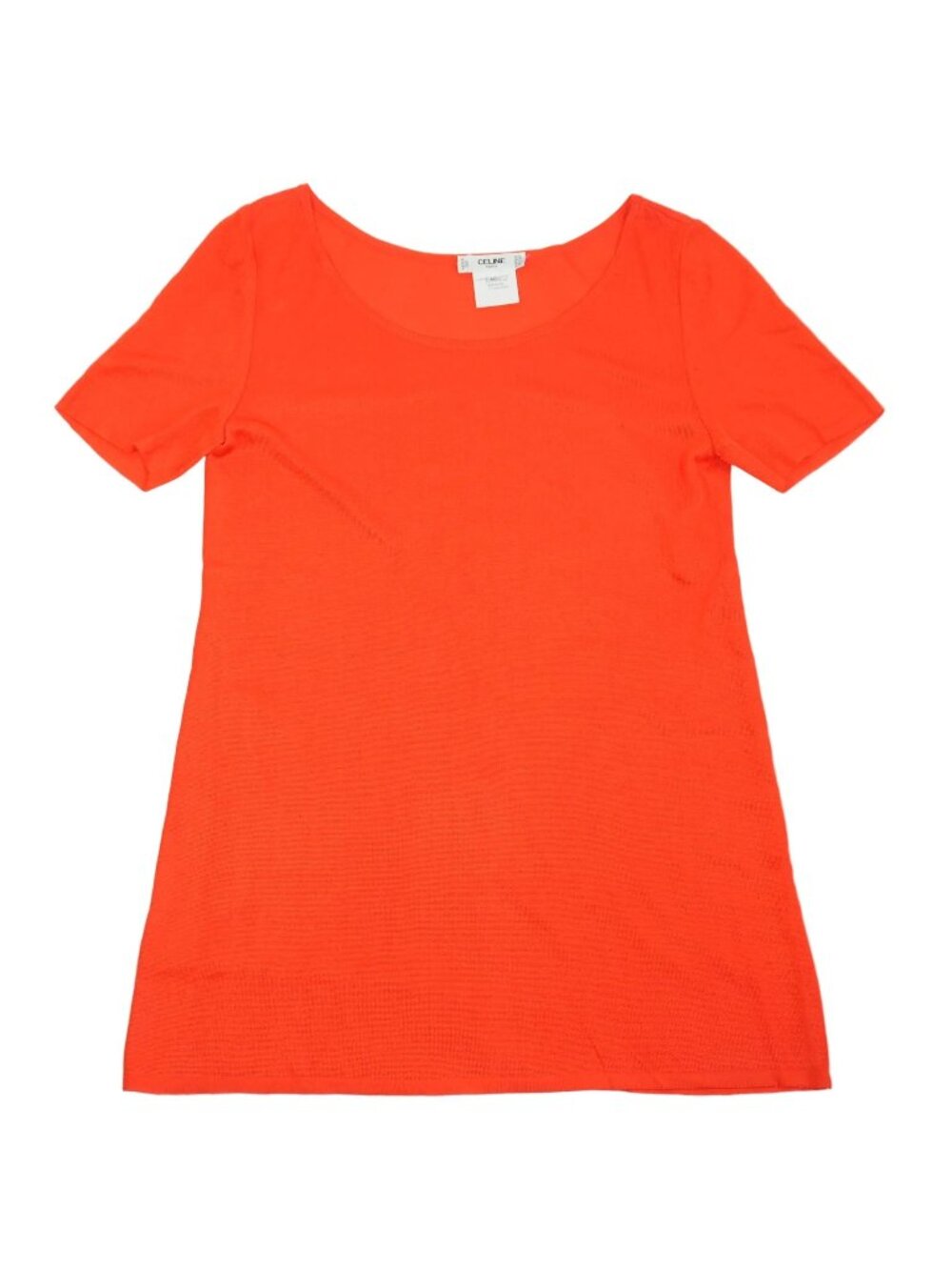 Celine Paris Women Orange Scoop Neck Short Sleeve Knit Top Size 40